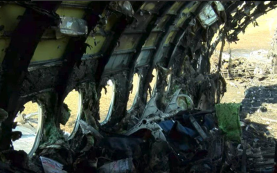 Морничава глетка: Што остана од рускиот авион по пожарот?